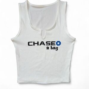 White Sleeveless Top with Graphic Print